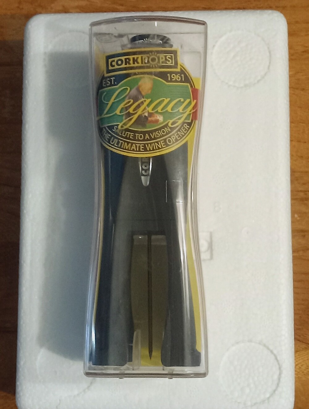 Cork Pops Legacy Black Handheld Plastic Bottle Opener with Foil Cutter